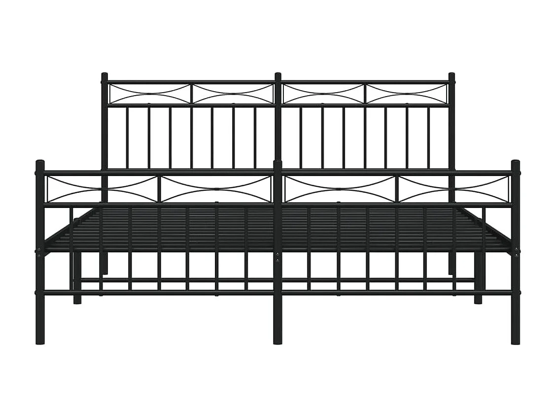 Cadre de lit métal sans matelas avec pied de lit noir 160x200cm