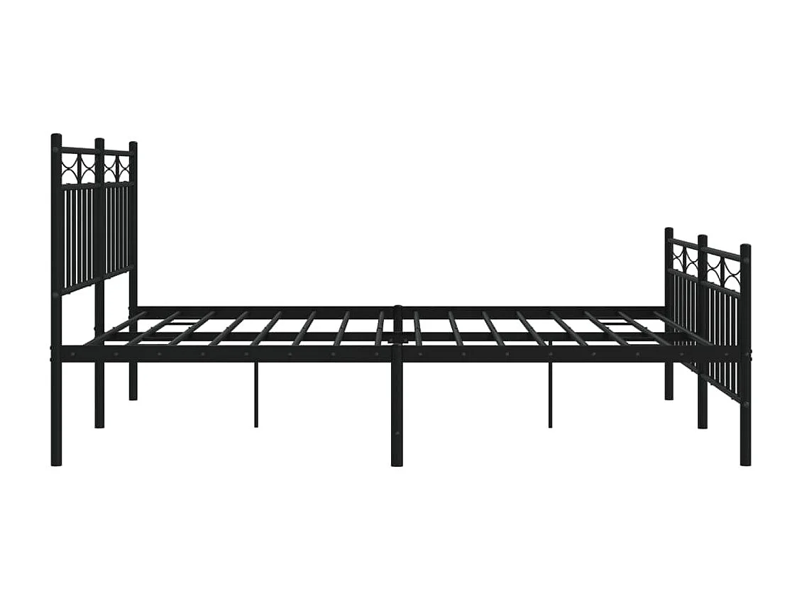 Cadre de lit métal sans matelas avec pied de lit noir 160x200cm