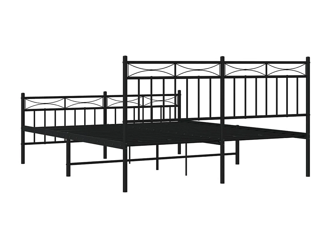 Cadre de lit métal sans matelas avec pied de lit noir 160x200cm