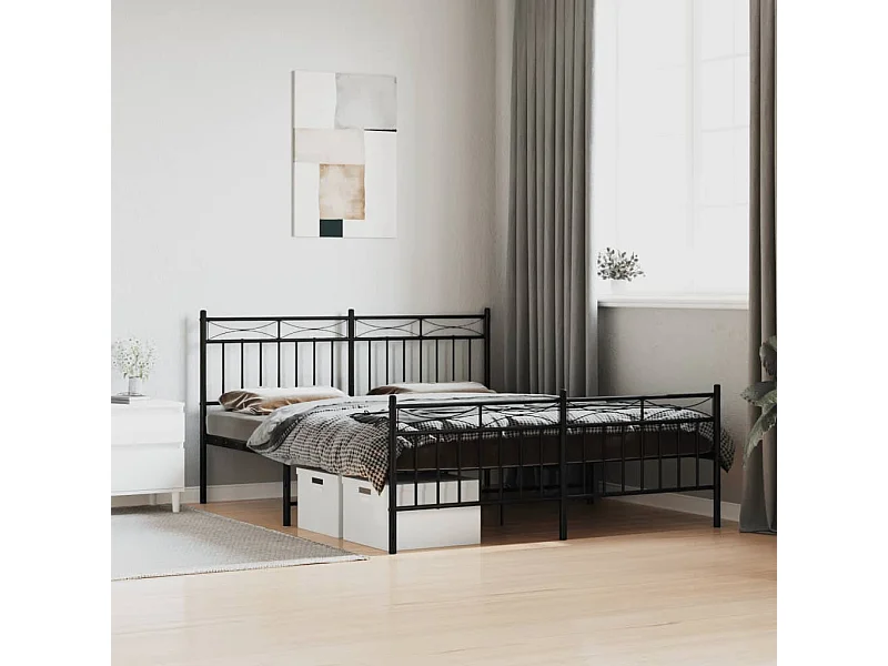 Giroletto senza Materaso con Pediera in Metallo Nero 160x200 cm