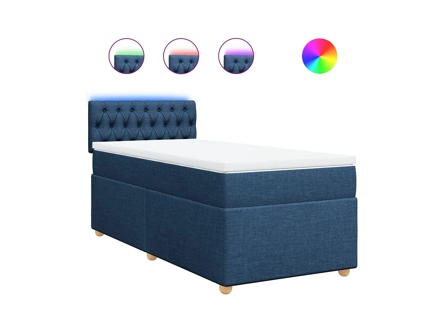 Boxspringbett mit Matratze Blau 100x200 cm Stoff