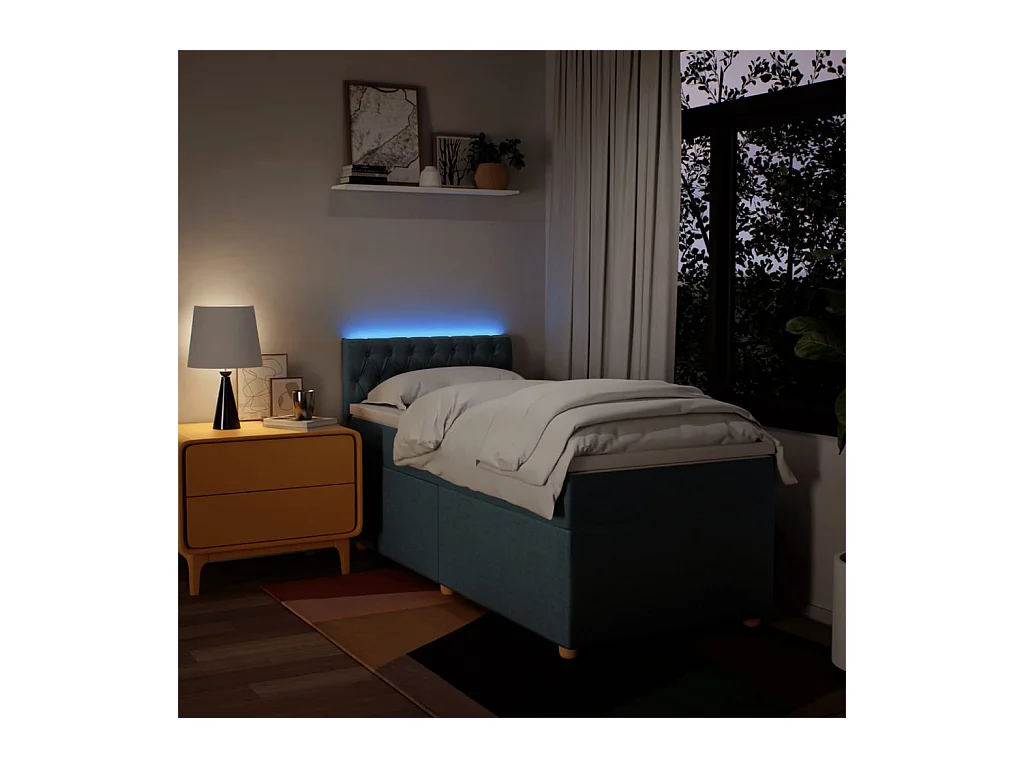 Boxspringbett mit Matratze Blau 100x200 cm Stoff