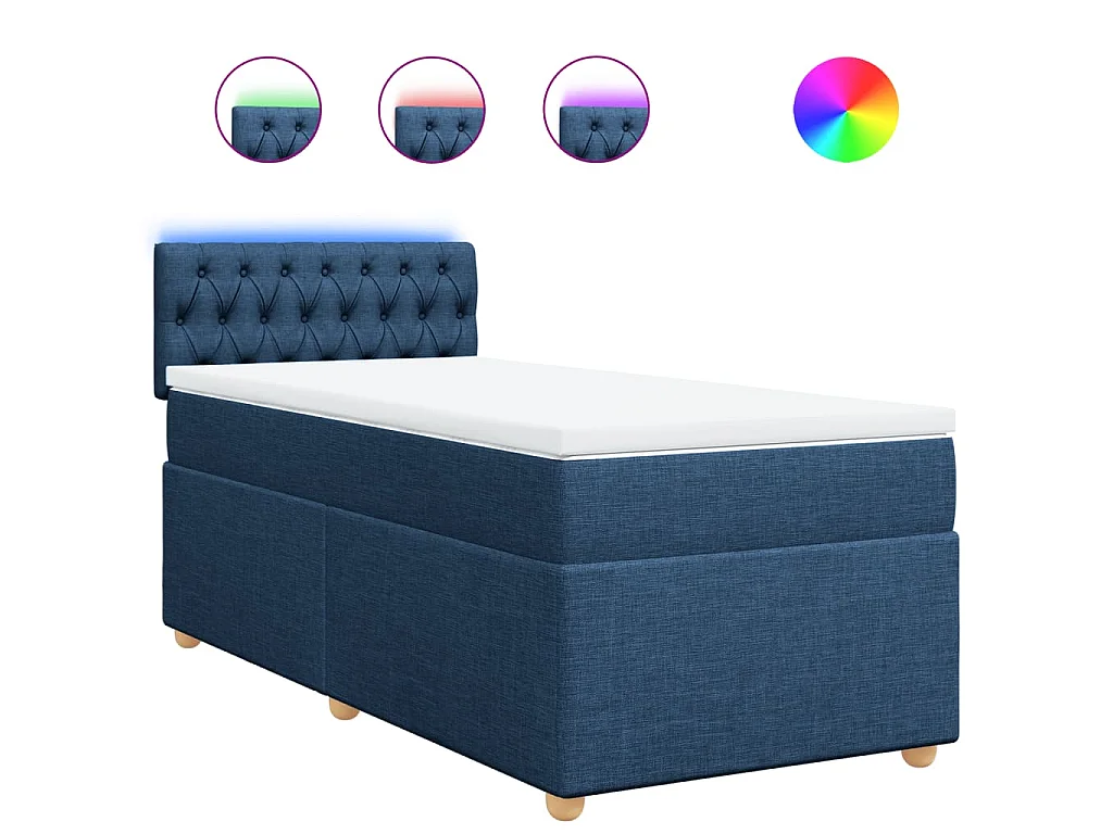 Sommier à lattes de lit avec matelas Bleu 100x200 cm Tissu