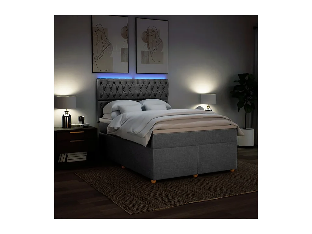 Sommier à lattes de lit avec matelas Gris clair 140x200cm Tissu