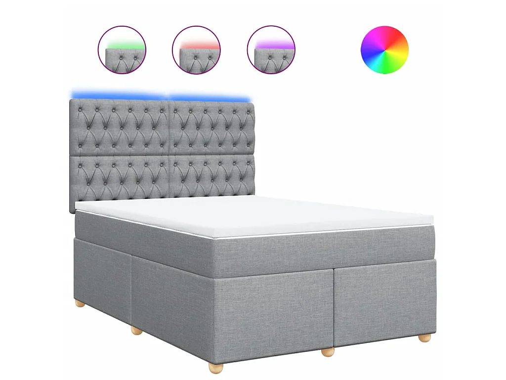 Boxspringbett mit Matratze Hellgrau 140x200 cm Stoff