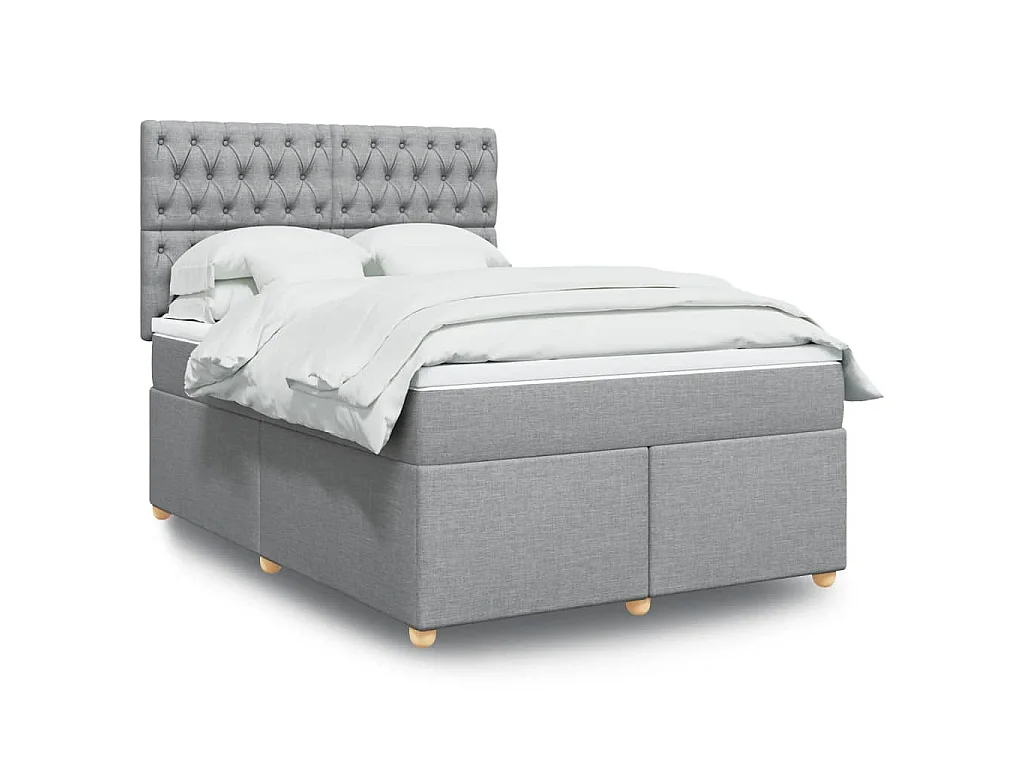 Boxspringbett mit Matratze Hellgrau 140x200 cm Stoff