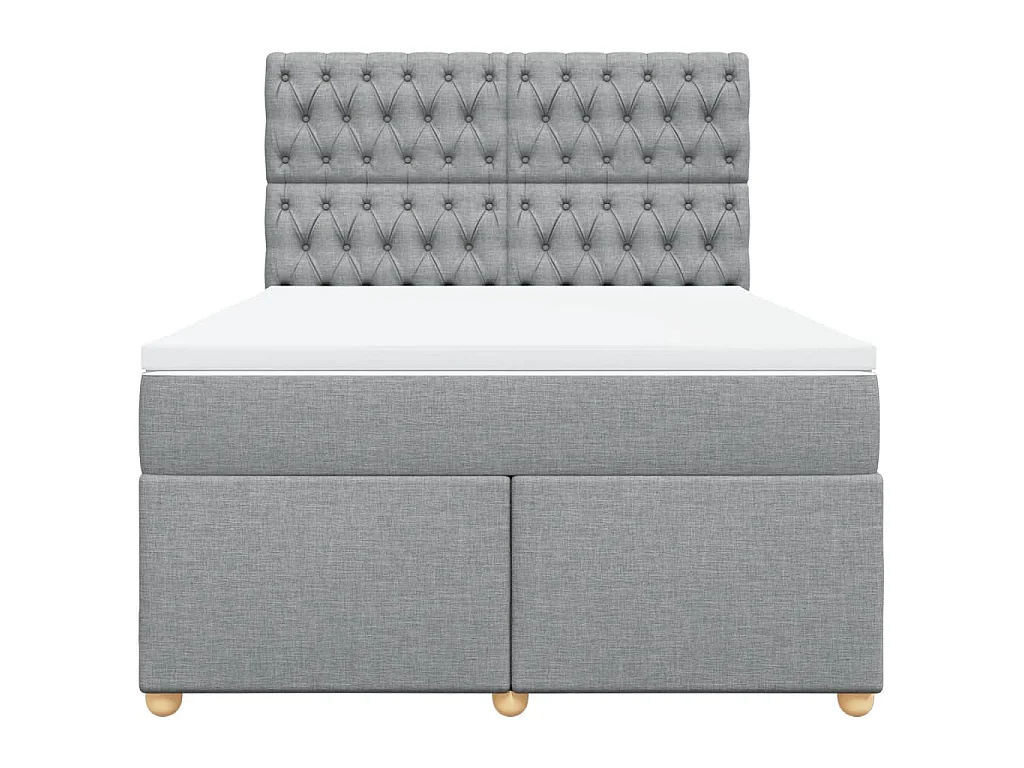 Boxspringbett mit Matratze Hellgrau 140x200 cm Stoff