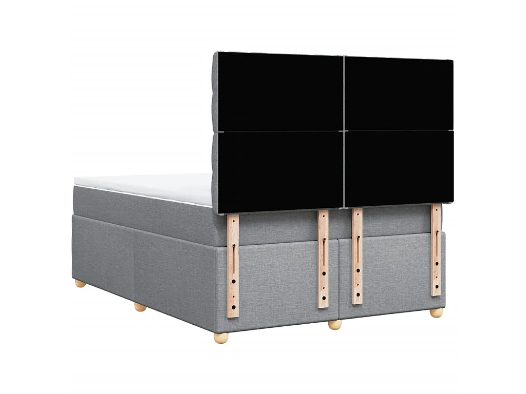 Boxspringbett mit Matratze Hellgrau 140x200 cm Stoff