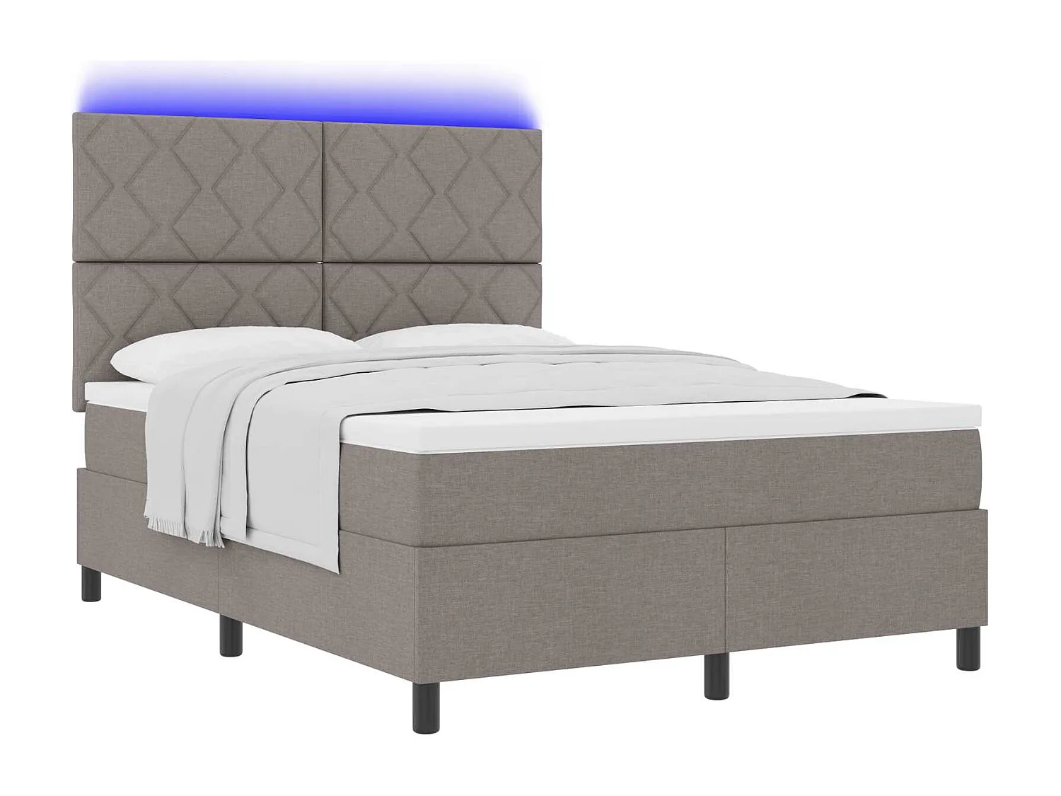Boxspring bed met matras met LED Taupe 160 x 200 cm Stof