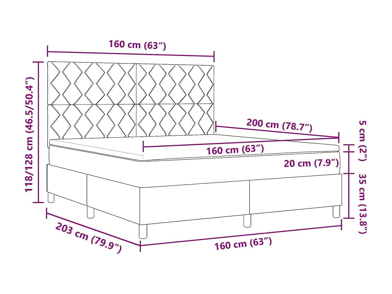 Boxspring bed met matras met LED Taupe 160 x 200 cm Stof