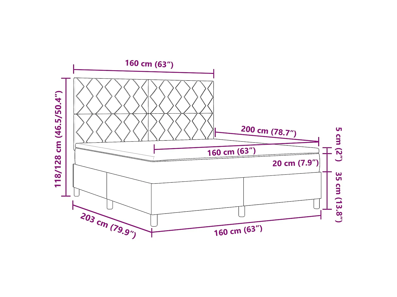Letto a molle con strisce LED Talpa 160 x 200 cm Tessuto