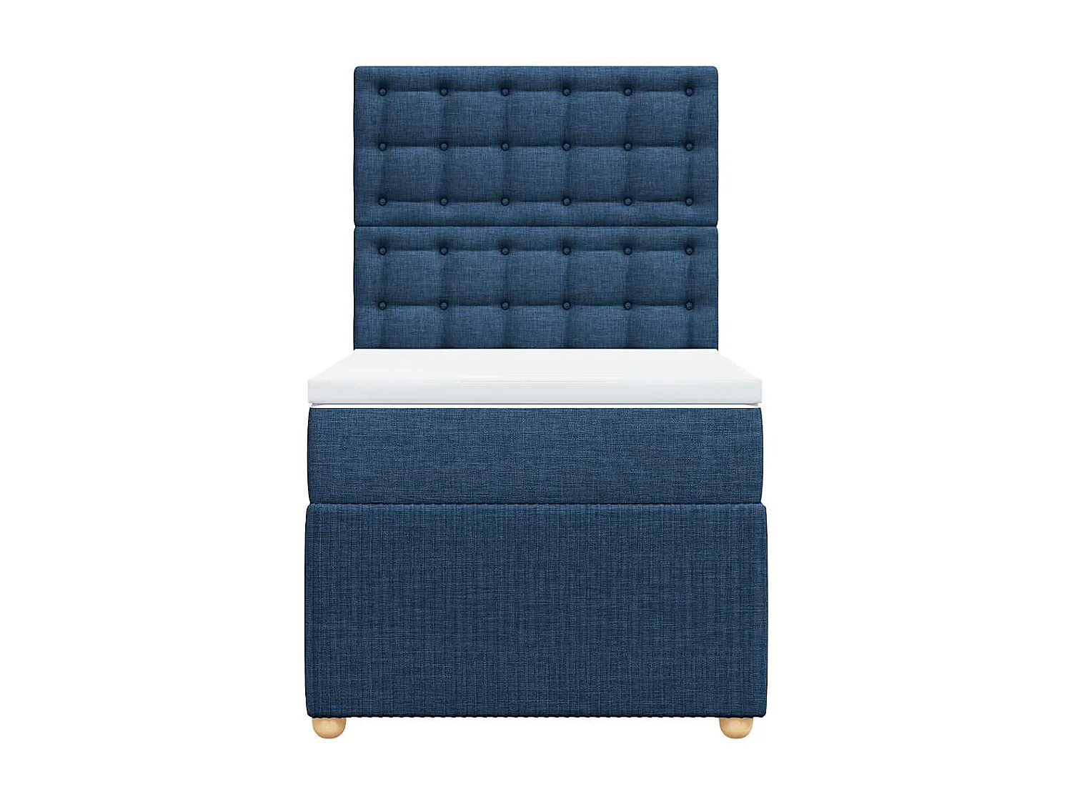 Cama box spring con colchón tela azul 100x200 cm
