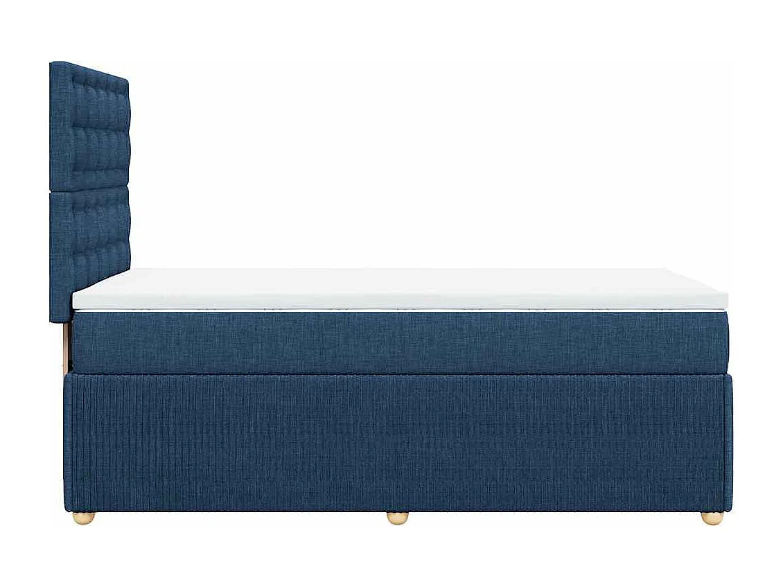 Cama box spring con colchón tela azul 100x200 cm