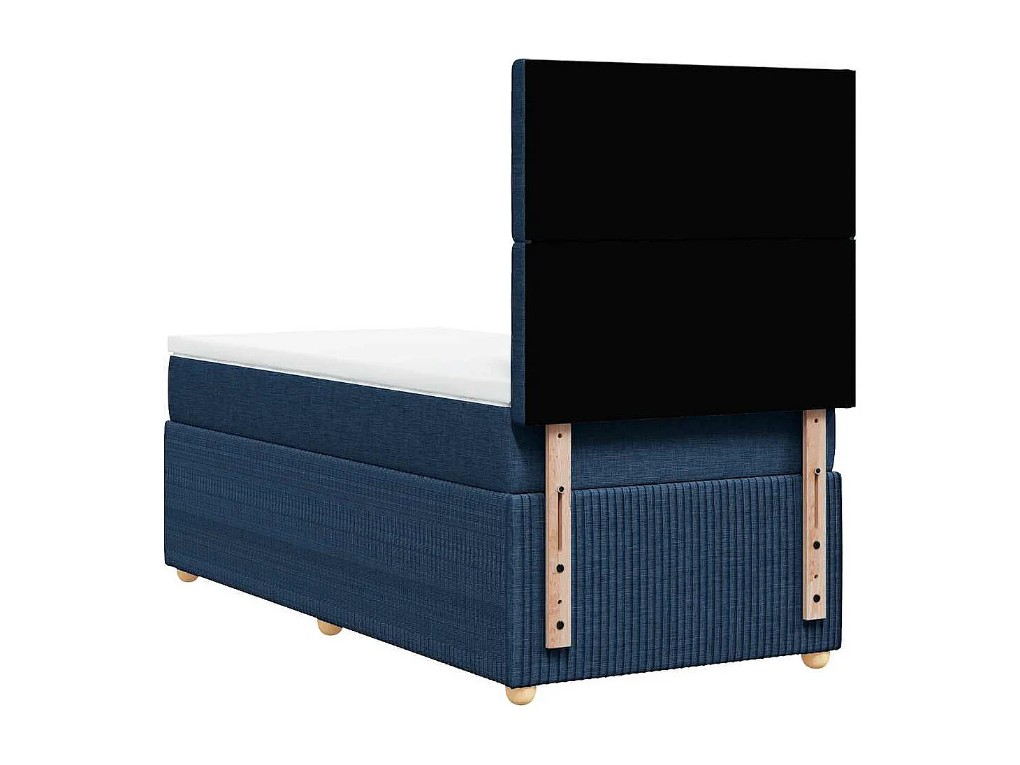 Cama box spring con colchón tela azul 100x200 cm