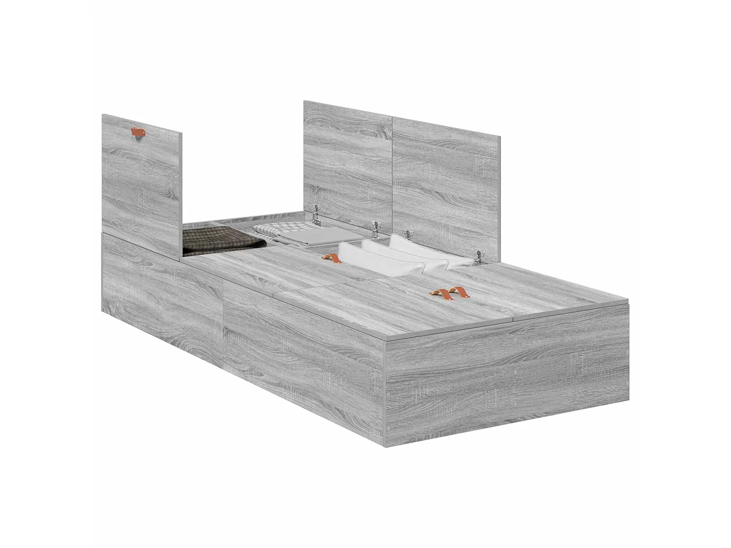 Cadre de lit avec rangement Gris Sonoma 90 x 190 cm