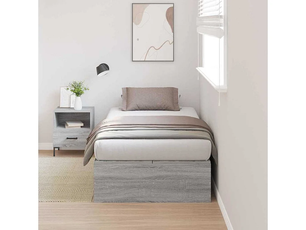 Cadre de lit avec rangement Gris Sonoma 90 x 190 cm