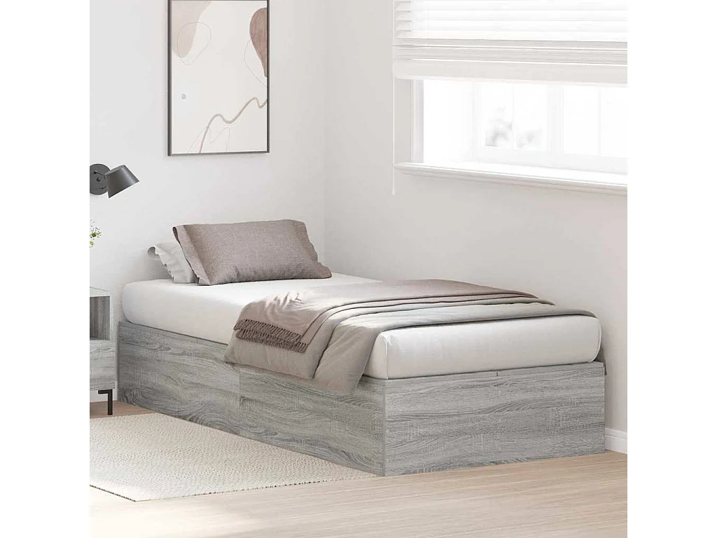 Cadre de lit avec rangement Gris Sonoma 90 x 190 cm