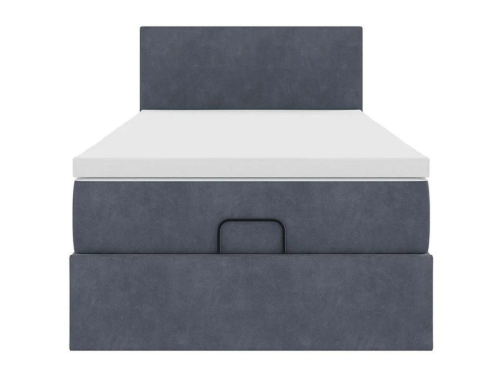 Estructura cama otomana colchón terciopelo gris oscuro