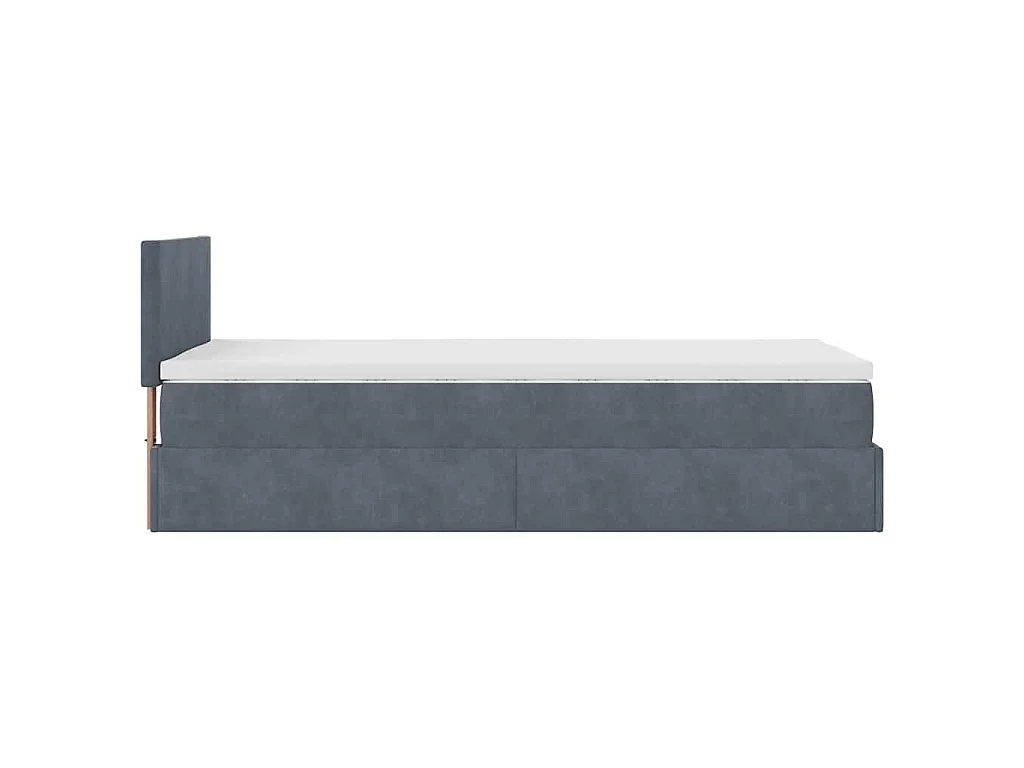 Estructura cama otomana colchón terciopelo gris oscuro