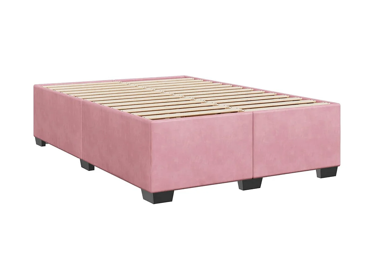 Cama box spring con colchón terciopelo rosa 160x200 cm