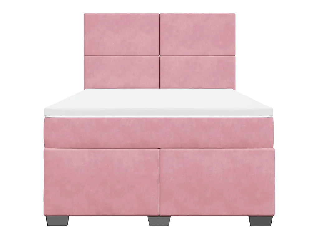 Giroletto a Molle con Materasso Rosa 160x200 cm in Velluto