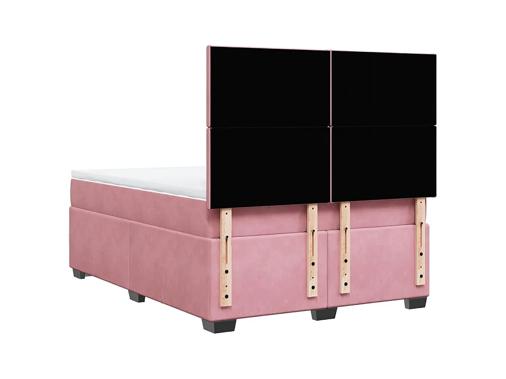 Giroletto a Molle con Materasso Rosa 160x200 cm in Velluto