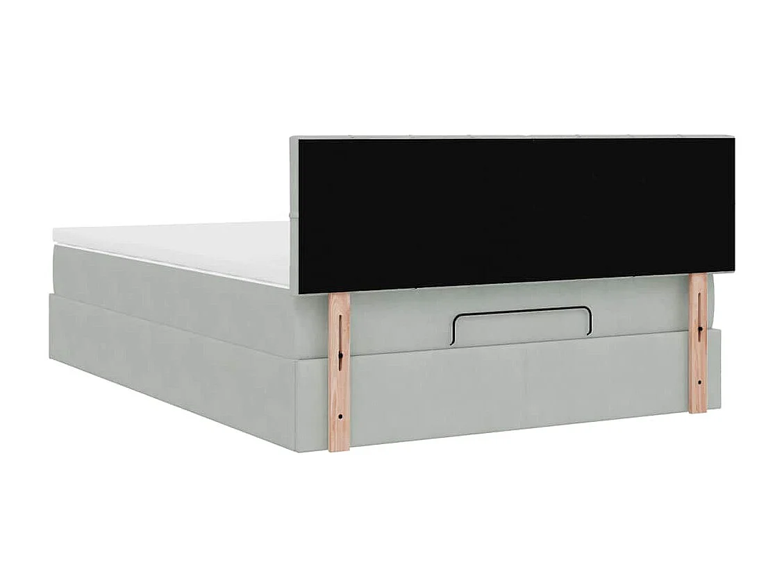 Ottoman-Bett mit Matratze & LEDs Hellgrau 140x200 cm Samt