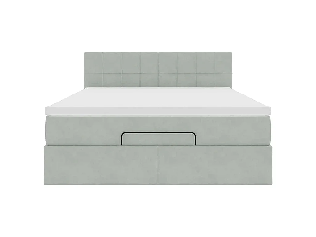 Ottoman-Bett mit Matratze & LEDs Hellgrau 140x200 cm Samt