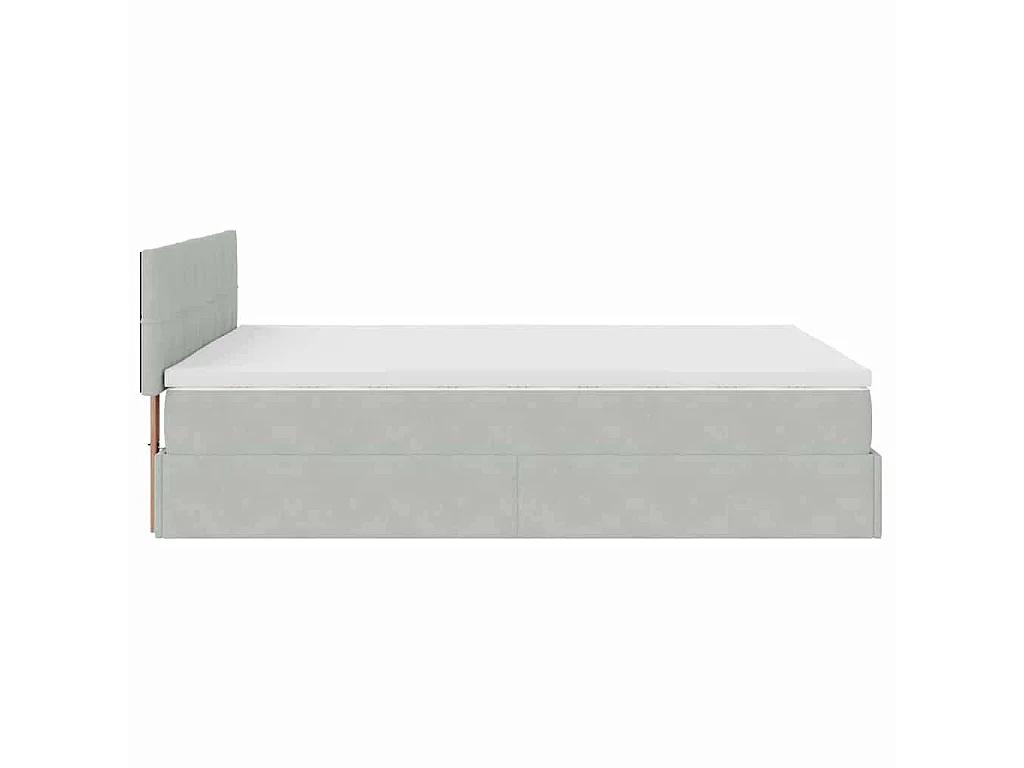 Ottoman-Bett mit Matratze & LEDs Hellgrau 140x200 cm Samt