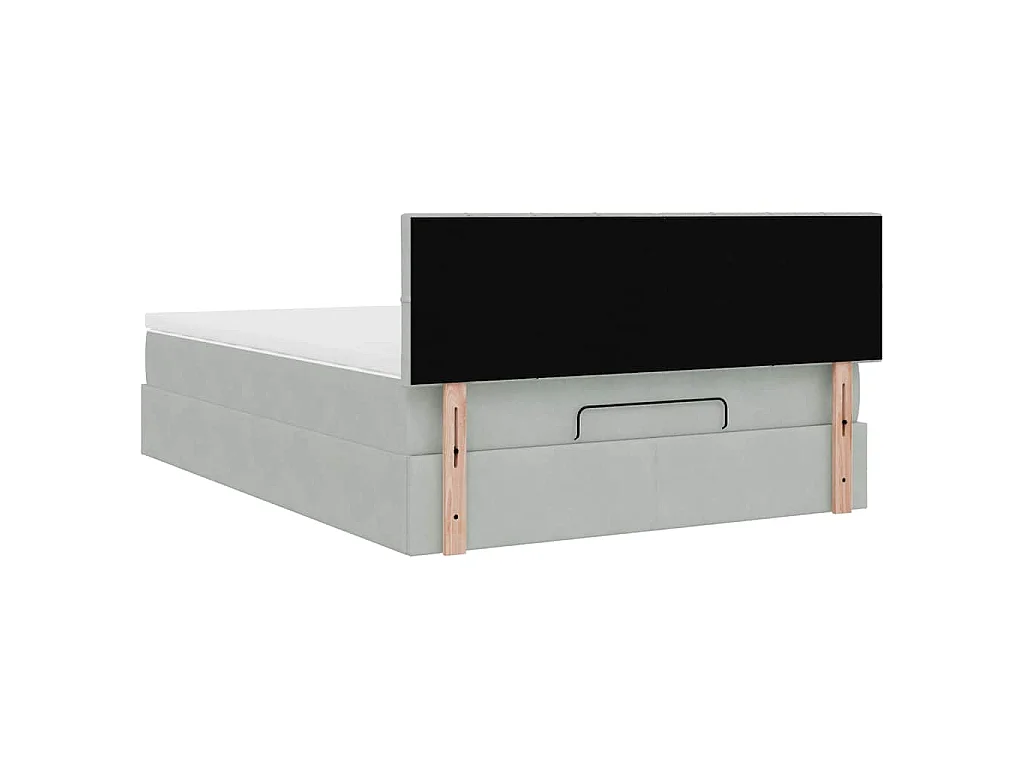 Ottoman-Bett mit Matratze & LEDs Hellgrau 140x200 cm Samt