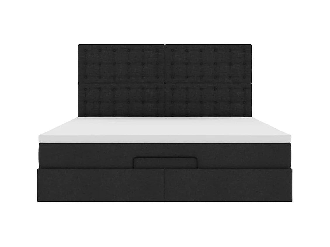 Struttura Letto Pouf con Materasso Nero 180x200 cm in Tessuto