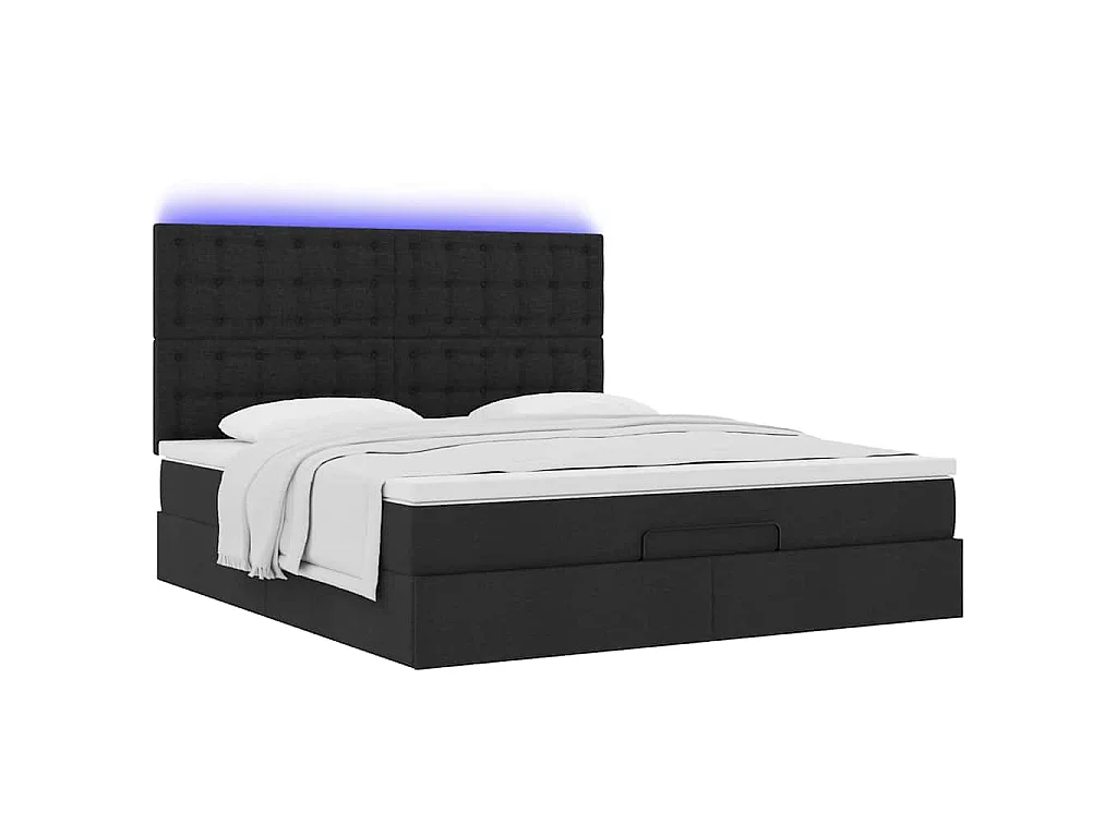 Estrutura de cama otomana com colchão 180x200 cm tecido preto