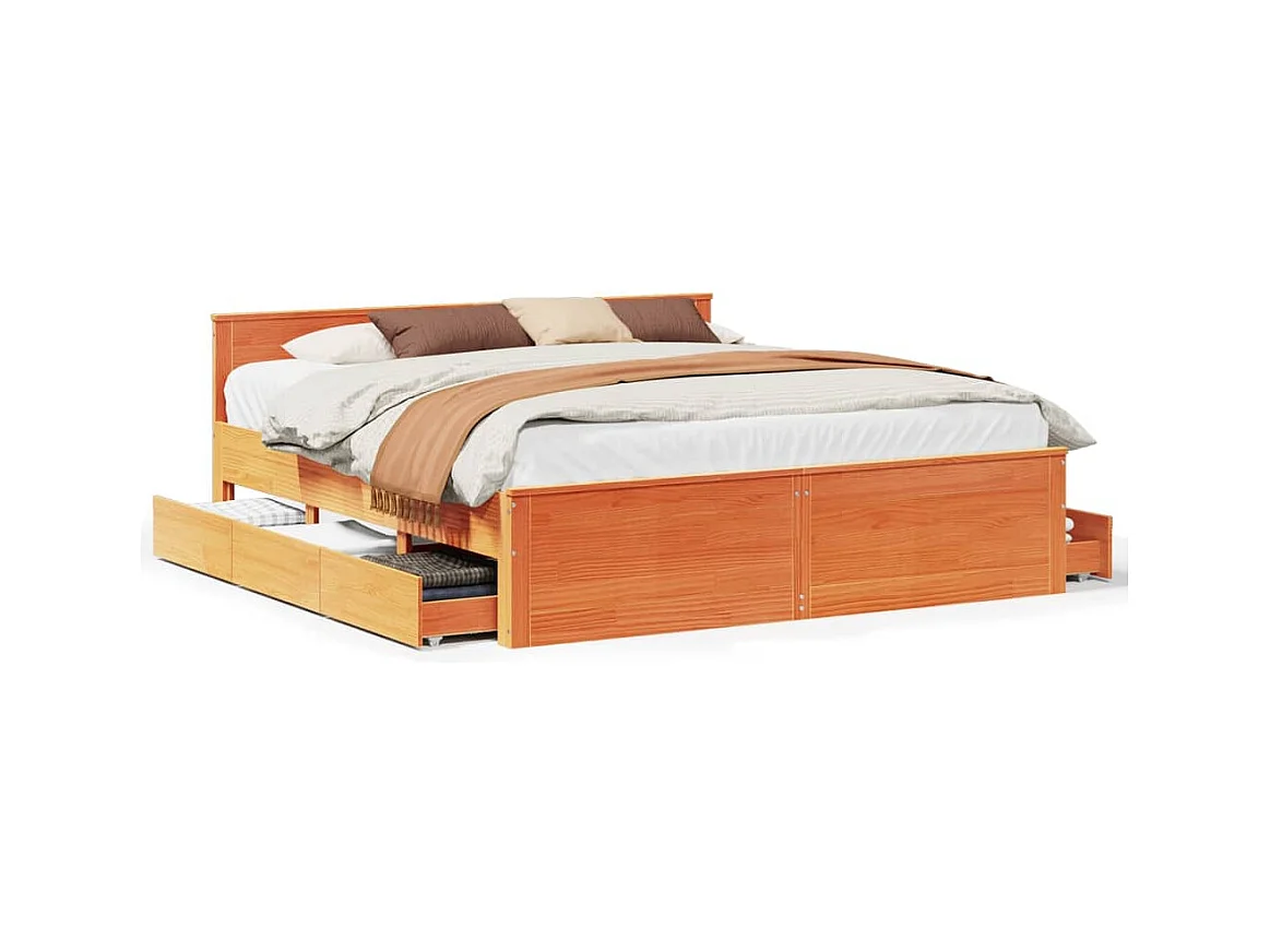 Cadre de lit sans matelas avec tête de lit 180x200 cm bois pin
