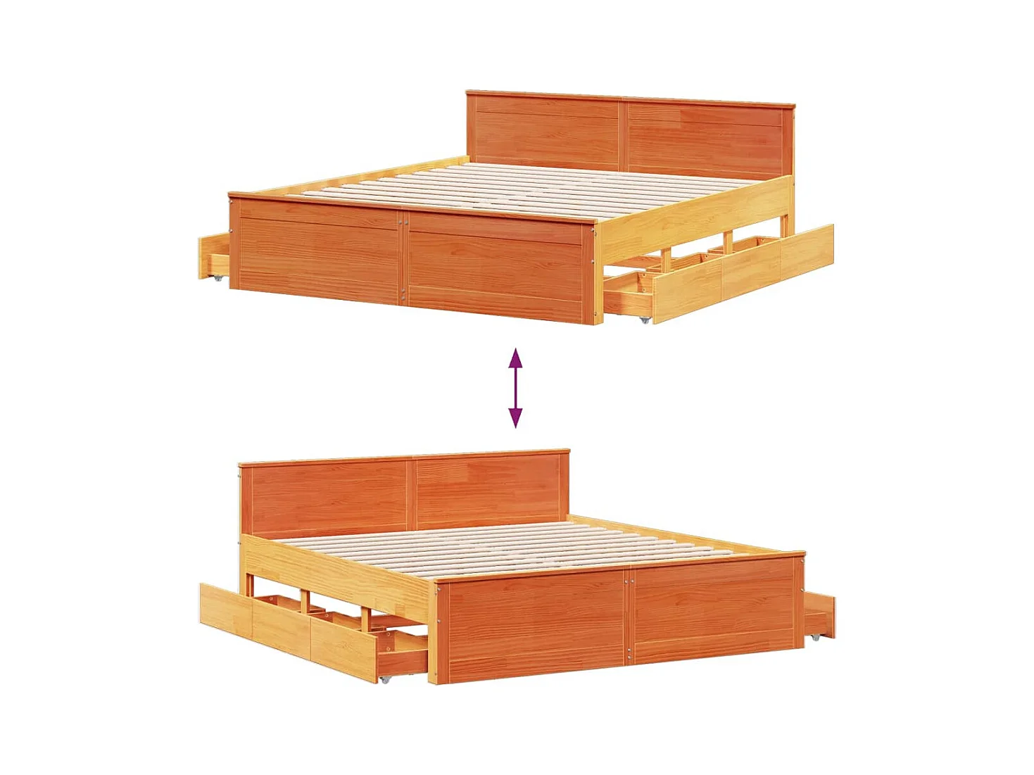 Cadre de lit sans matelas avec tête de lit 180x200 cm bois pin