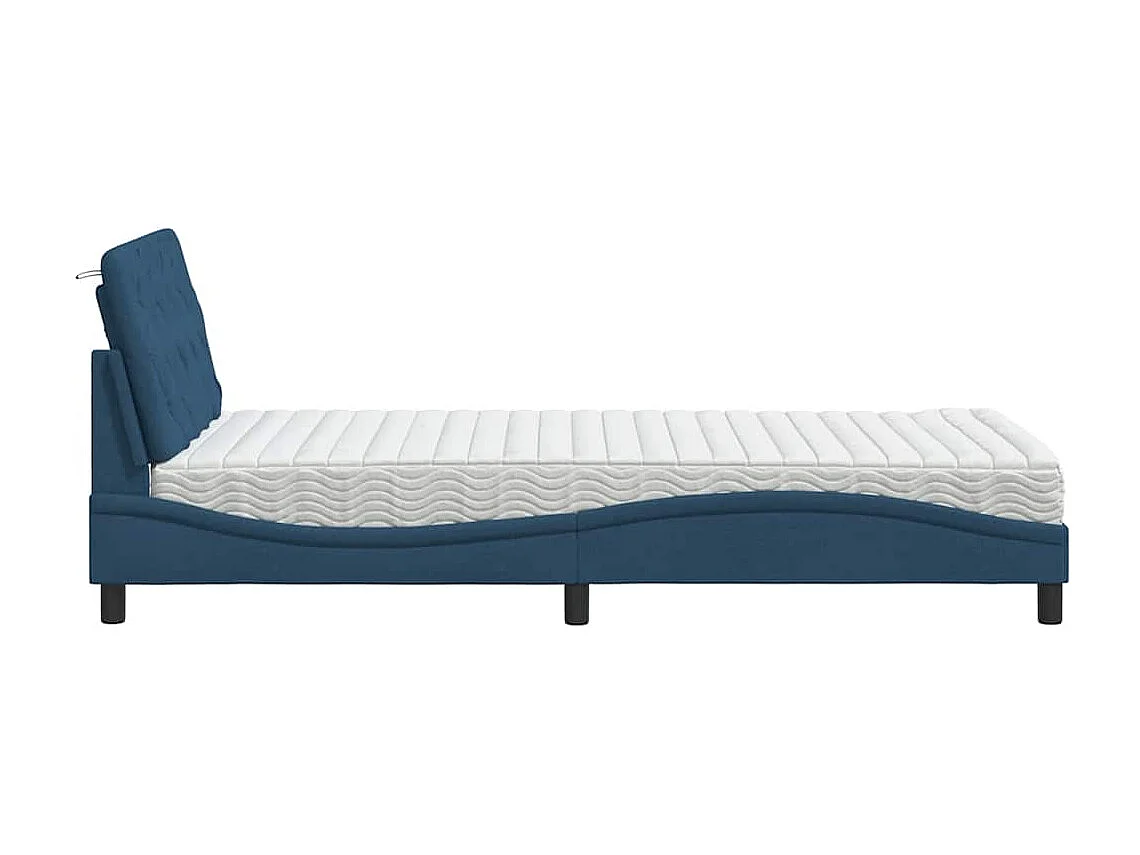Bed met matras stof blauw 100x200 cm