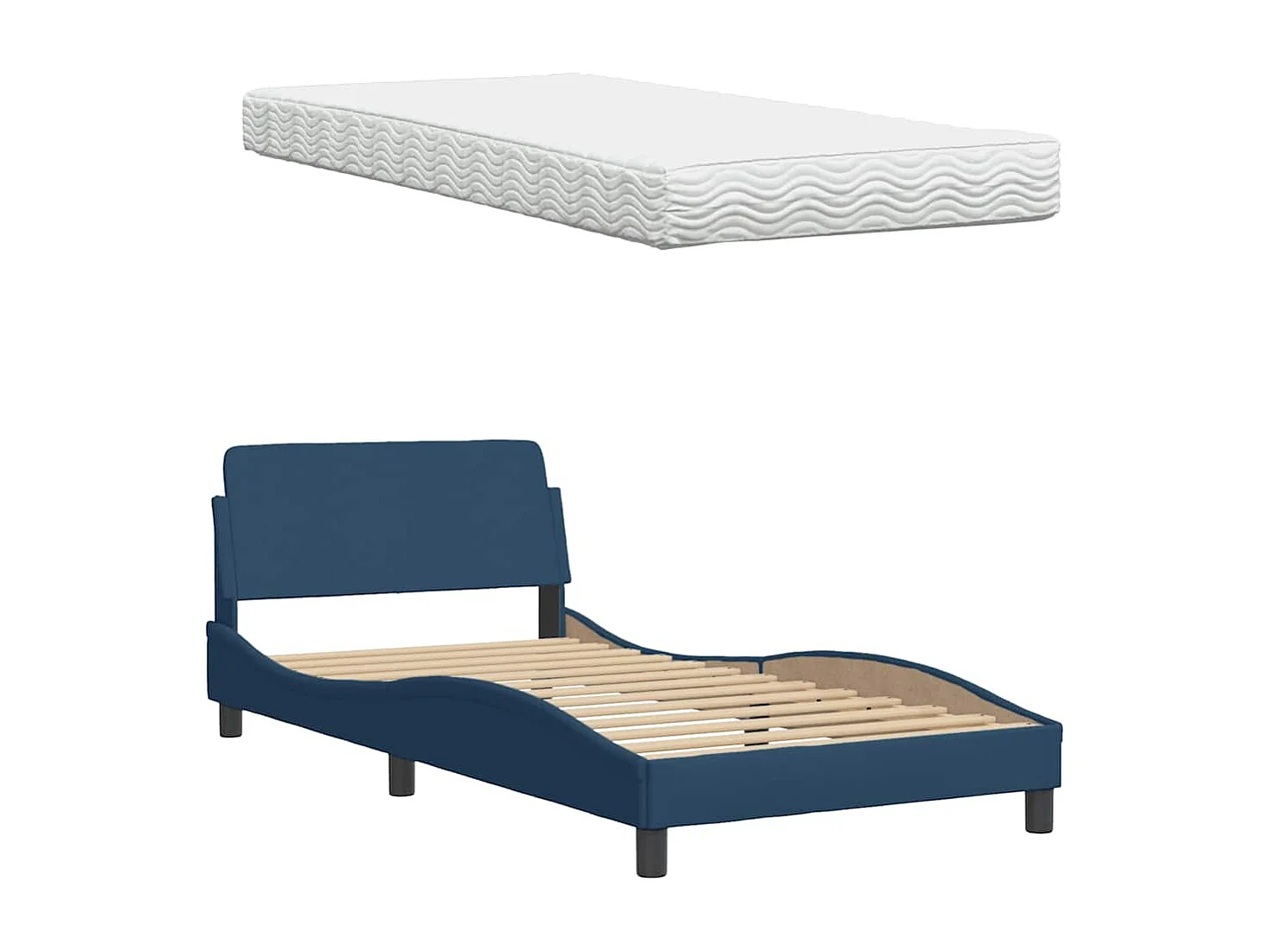Bed met matras stof blauw 100x200 cm