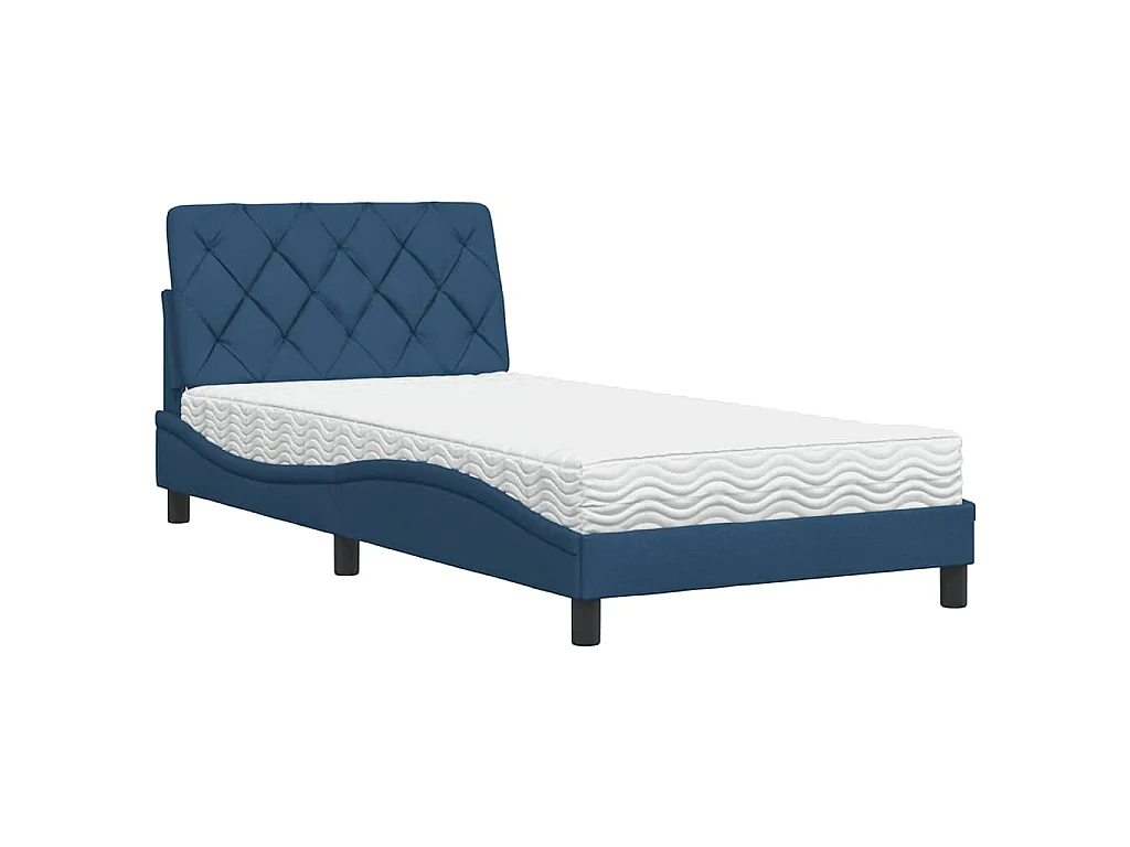 Lit avec matelas bleu 100x200 cm tissu