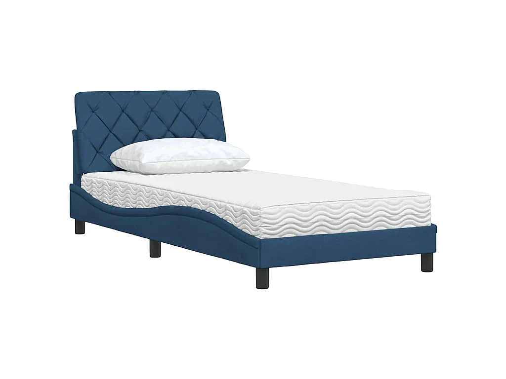 Lit avec matelas bleu 100x200 cm tissu