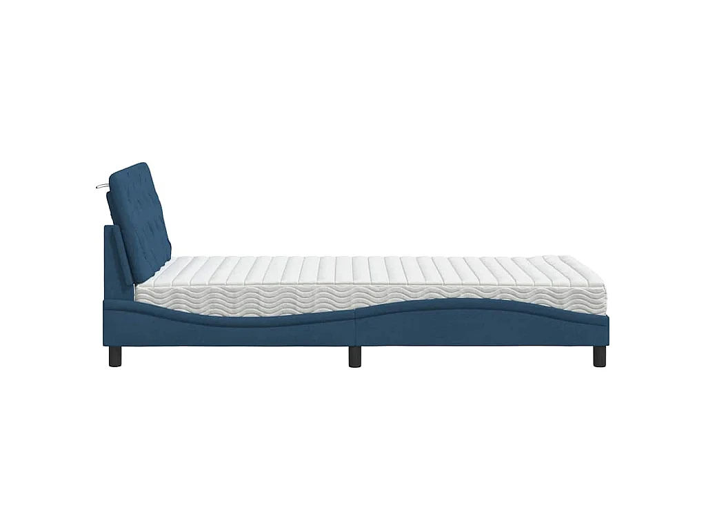 Lit avec matelas bleu 100x200 cm tissu