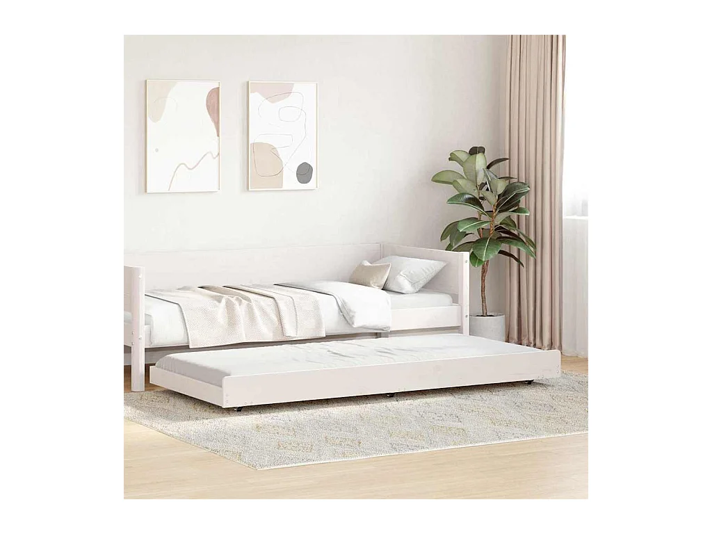 Cadre de lit Blanc 90 x 200 cm Bois de pin massif