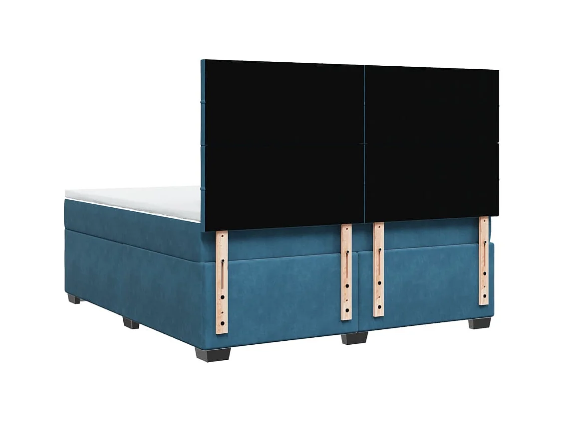 Sommier à lattes de lit et matelas bleu 180x200 cm velours