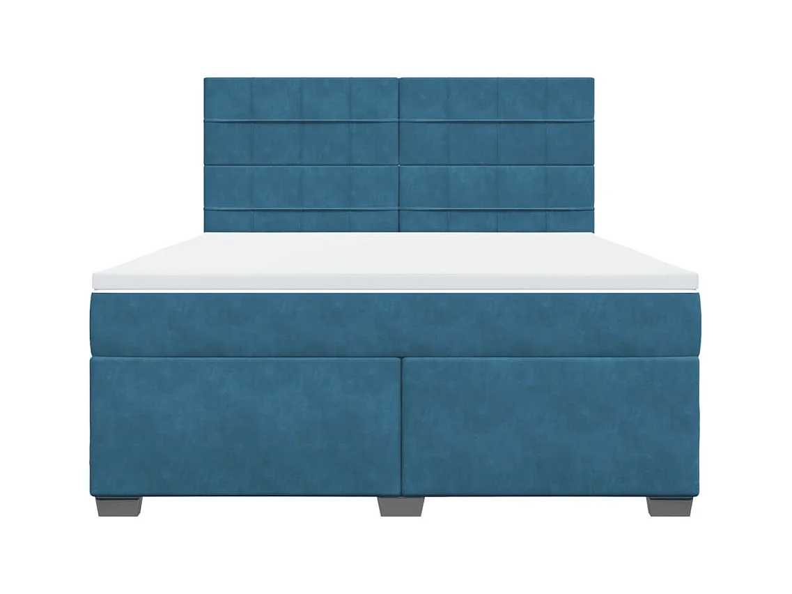 Sommier à lattes de lit et matelas bleu 180x200 cm velours