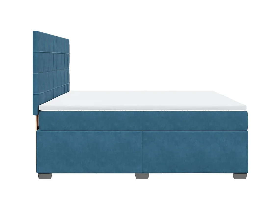 Sommier à lattes de lit et matelas bleu 180x200 cm velours