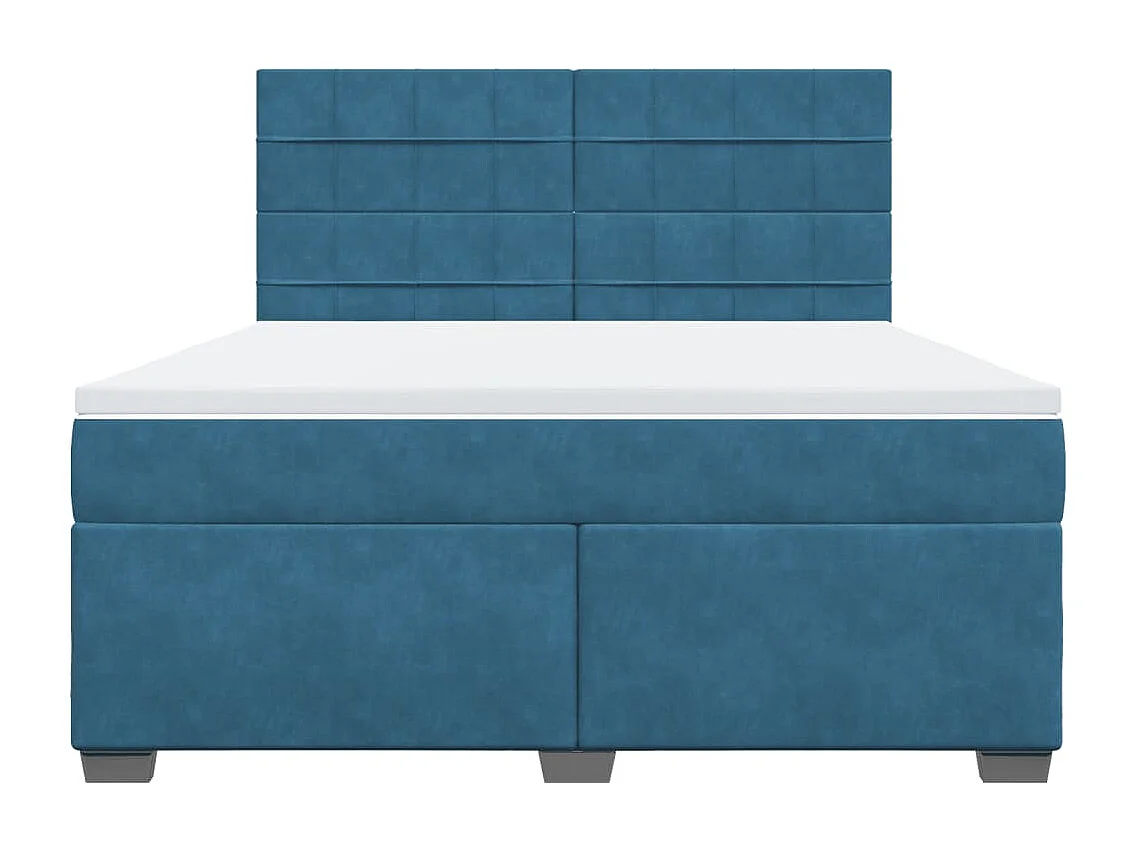 Cama box spring con colchón terciopelo azul 180x200 cm