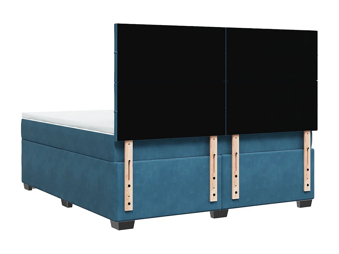 Cama box spring con colchón terciopelo azul 180x200 cm