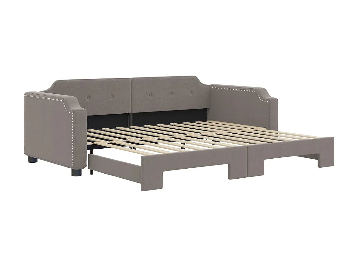 Tagesbett Ausziehbar Taupe 90x200 cm Stoff