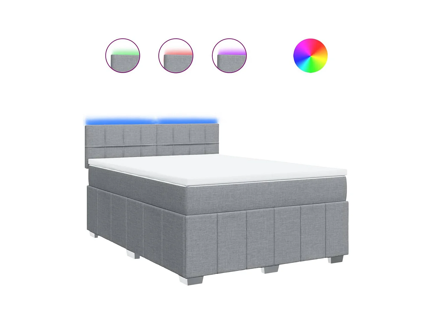 Sommier à lattes de lit avec matelas Gris clair 140x190cm Tissu