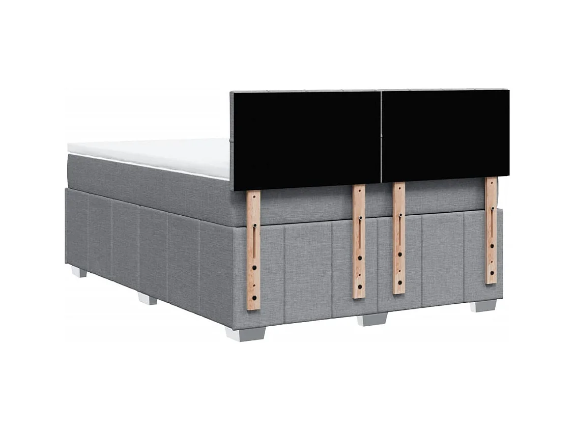 Sommier à lattes de lit avec matelas Gris clair 140x190cm Tissu