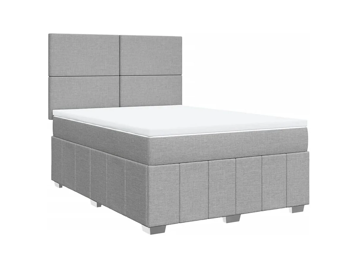 Boxspringbett mit Matratze Hellgrau 140x190 cm Stoff
