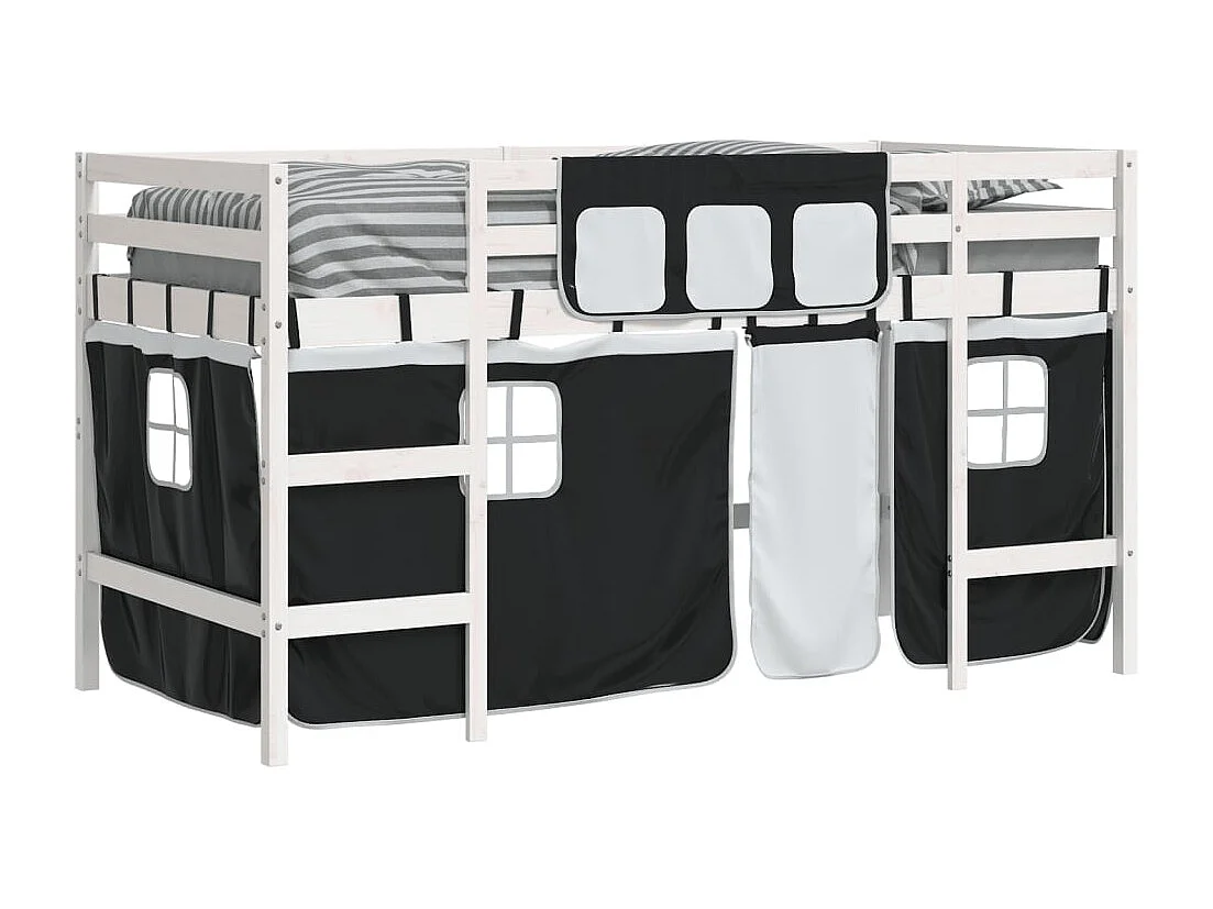 Lit mezzanine enfants avec rideaux sans matelas 90x200cm